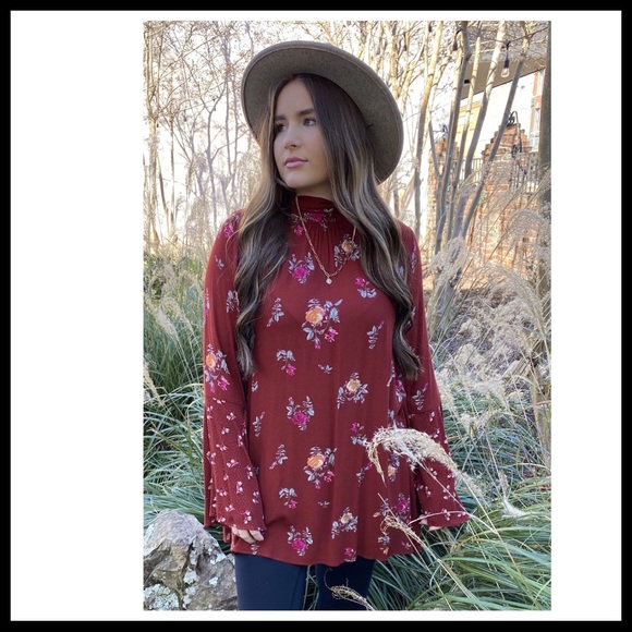 FREE PEOPLE BOHO FLOWY FLORAL MINI BOHEMIAN PRINT TUNIC DRESS A2C - Picture 2 of 16